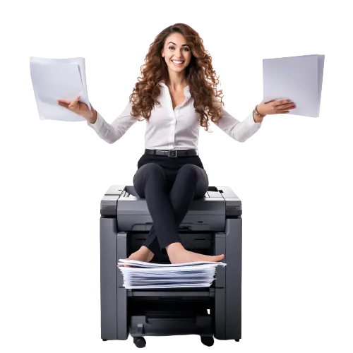 woman using a copier machine