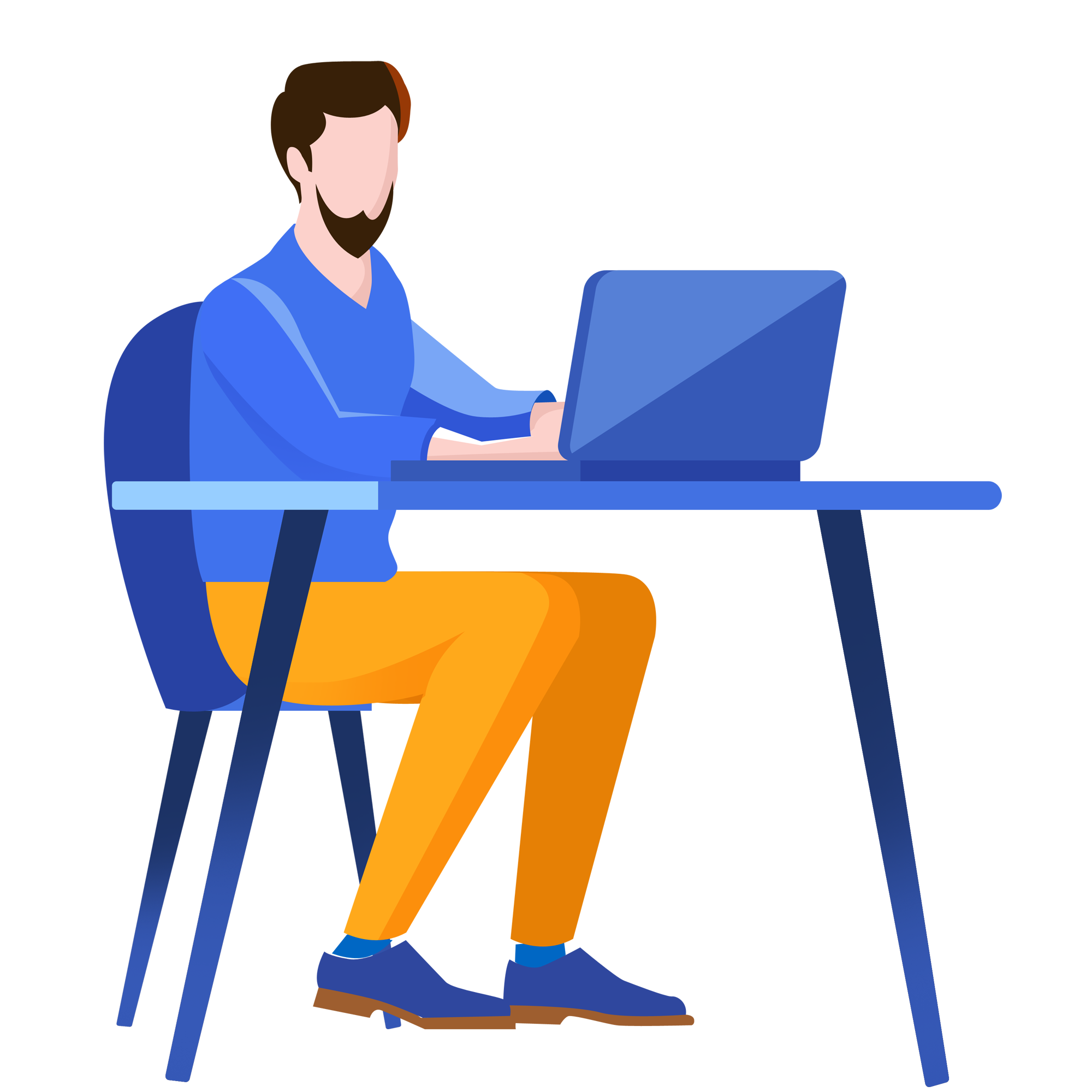 cartoon image of man using computer